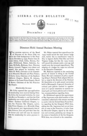 Sierra Club Bulletin 1939 Vol 24 No 6 December cover